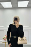 Sare Fashion Crew Neck Knit Dress Black