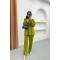 Piping Detailed Tied Jacket Set Green