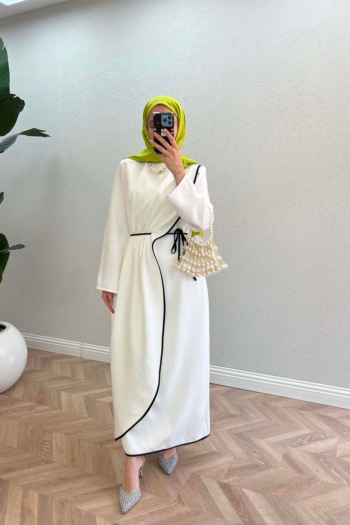 Sare Fashion Self-Tied Scuba Dress White