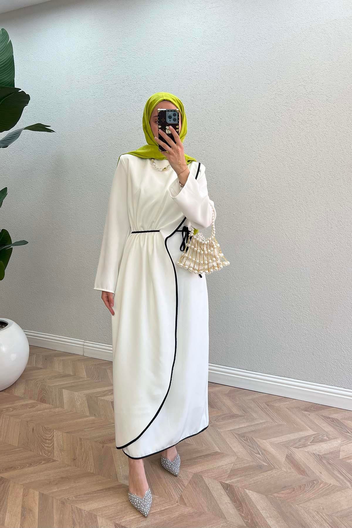 Sare Fashion Self-Tied Scuba Dress White