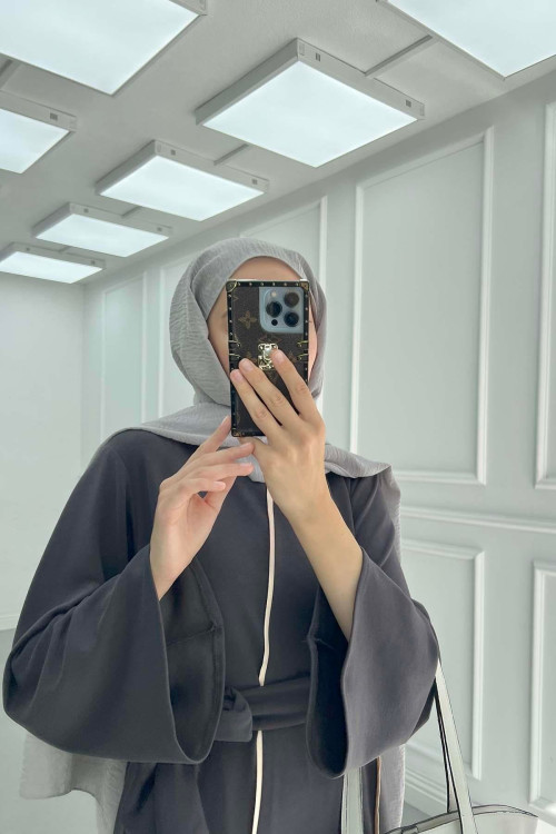 Sare Fashion Oysh Belted Dress with Piping Anthracite