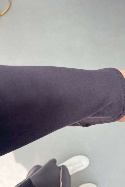 Sare Fashion Oysh Belted Dress with Piping Anthracite