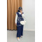 Piping Belted Suit Navy Blue