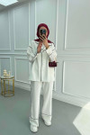 White Piping Trouser Suit