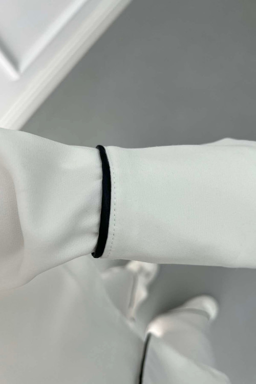 White Piping Trouser Suit