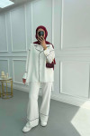White Piping Trouser Suit