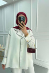 White Piping Trouser Suit