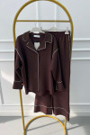 Piping Trouser Suit Brown