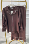 Piping Trouser Suit Brown