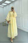 Sare Fashion Poplin Dress with Piping in Butter Yellow Sare Fashion Poplin Dress with Piping in Butter Yellow