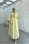 Sare Fashion Poplin Dress with Piping in Butter Yellow