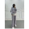 Sare Fashion Piping Sports Zippered Suit Gray