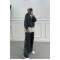 Sare Fashion Piping Sports Zippered Suit Dark-Gray