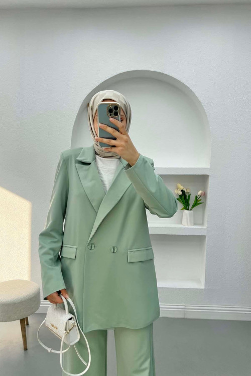 Blazer Jacket Set Aqua Green