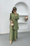 Wide Leg Wrap Suit Soft Green