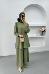 Wide Leg Wrap Suit Soft Green