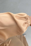 Sare Fashion Pleated Skirt Set with Stone Neck Beige