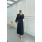 Sare Fashion Pleated Skirt Set with Stone Neck Black