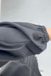 Sare Fashion Pleated Skirt Set with Stone Neck Black