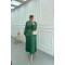 Sare Fashion Pleated Skirt Set with Stone Neck Emerald Green