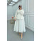 Sare Fashion Neck and Waist Detailed Skirt Suit White
