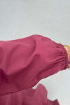 Sare Fashion Neck and Waist Detailed Skirt Suit Claret Red