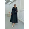 Sare Fashion Neck and Waist Detailed Skirt Suit Black
