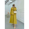 Sare Fashion Neck and Waist Detailed Skirt Suit Oil Green