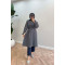 Sare Fashion Pleated Detailed Tunic with Ruffle Neck and Sleeves Gray