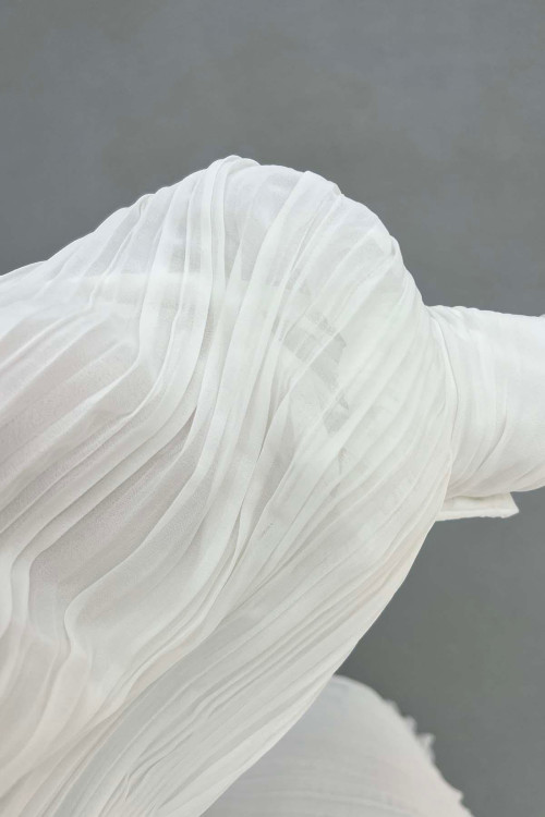 Sare Fashion Brooch Detailed Lined Dress White