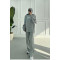 Sare Fashion Brooch Detailed Self-Patterned Knitwear Suit Gray