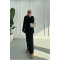 Sare Fashion Brooch Detailed Self-Patterned Knitwear Suit Black