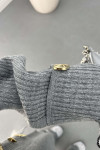 Sare Fashion Brooch Detailed Self-Patterned Knitwear Suit Gray Sare Fashion Brooch Detailed Self-Patterned Knitwear Suit Gray