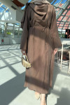 Sare Fashion Brooch Detailed Belted Dress Brown