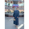 Sare Fashion Brooch Detailed Belted Dress Navy Blue