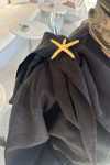 Sare Fashion Brooch Detailed Belted Dress Black