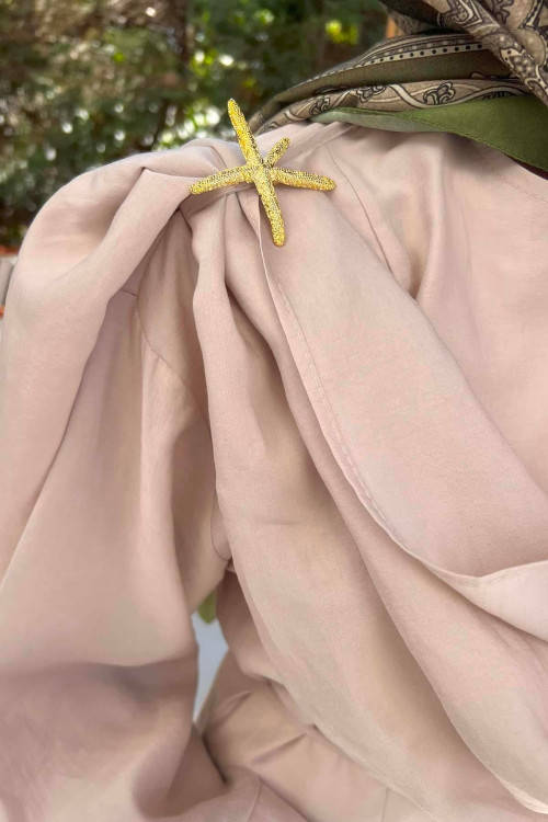 Sare Fashion Belted Dress with Brooch Detail and Stone