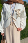 Sare Fashion Brooch Kimono Set Beige