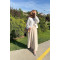 Sare Fashion Brooch Kimono Set Beige