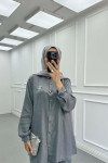 Sare Fashion Brooch Shiny Two Piece Suit Gray