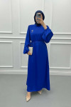 Brooch Satin Dress Saxe Blue