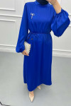 Brooch Satin Dress Saxe Blue