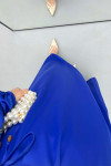 Brooch Satin Dress Saxe Blue