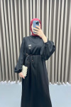 Brooch Satin Dress Black
