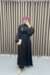 Brooch Satin Dress Black