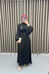 Brooch Satin Dress Black