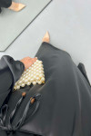 Brooch Satin Dress Black