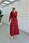 Sare Fashion Brooch Satin Suit Claret Red