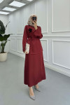 Sare Fashion Brooch Satin Suit Claret Red