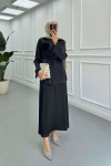 Sare Fashion Brooch Satin Suit Black